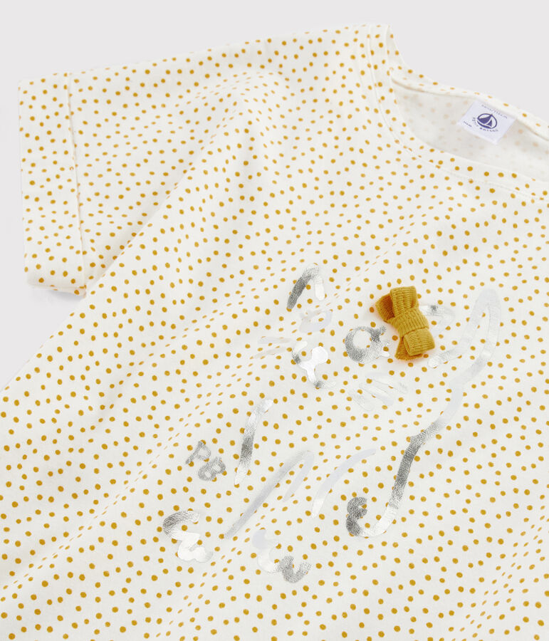 Girls' printed T-shirt white/yellow