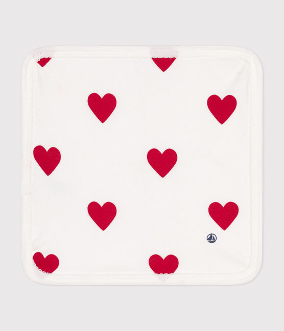 Heart pattern cotton and terry baby wipes MARSHMALLOW white/TERKUIT red