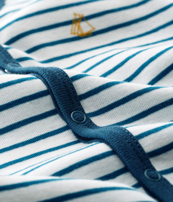 Baby Boys' Cotton Sleepsuit MARSHMALLOW white/CONTES blue