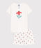 Girls' Floral Cotton Short Pyjamas MARSHMALLOW white/MULTICO white