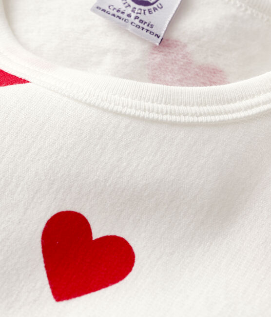 Children's Hearts Print Fleece Pyjamas MARSHMALLOW white/TERKUIT red