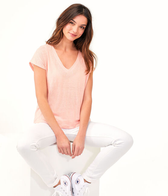 Women's Linen T-Shirt PATIENCE pink