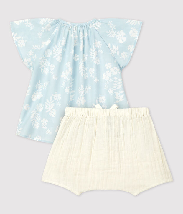 Babies' Organic Poplin Hawaii Print Clothing - 2-Piece Set blue/white