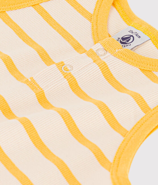 Babies' Striped Rib-Knit Playsuit AVALANCHE yellow/DAISY white