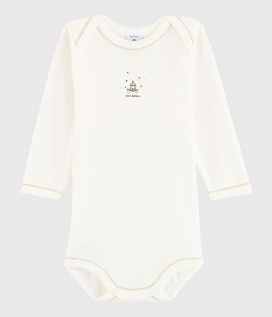 Baby Girls' Long-Sleeved Bodysuit Lait white