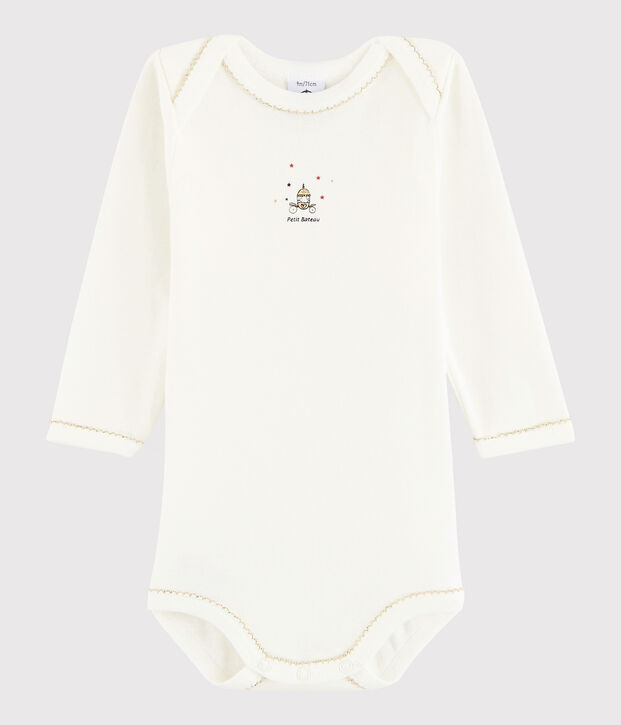 Baby Girls' Long-Sleeved Bodysuit Lait white
