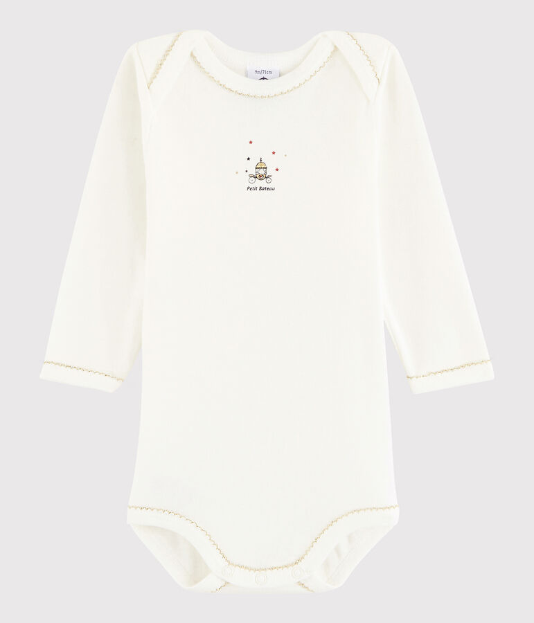 Baby Girls' Long-Sleeved Bodysuit Lait white