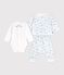 Babies' outfit in cotton with foxes printed on the collar white/multicolor