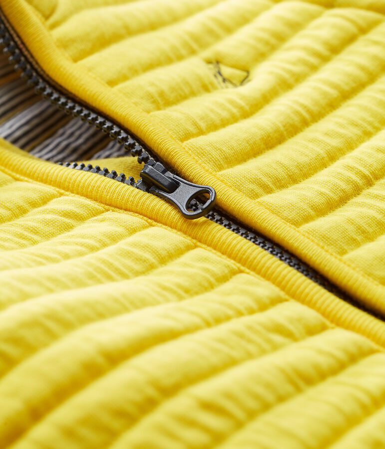 Baby boys' jacket in quilted tube knit yellow