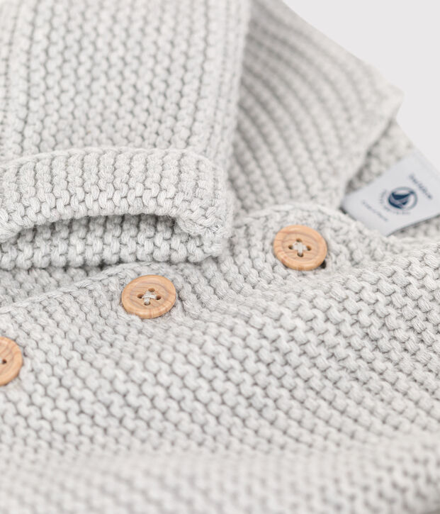 Babies' Moss Stitch Cotton Cardigan BELUGA CHINE