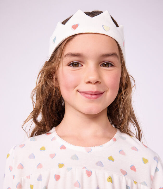 Children's princess fancy dress nightdress and tiara in cotton white/multicolor