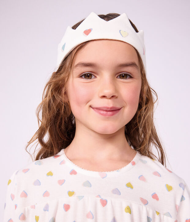 Children's princess fancy dress nightdress and tiara in cotton white/multicolor