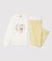 Girls' Floral Brushed Terry Towelling Pyjamas OCRE yellow/MARSHMALLOW white
