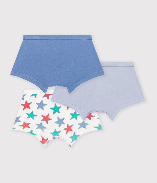 Pack of children's cotton boxers with a star print and covered waistbands multicolor