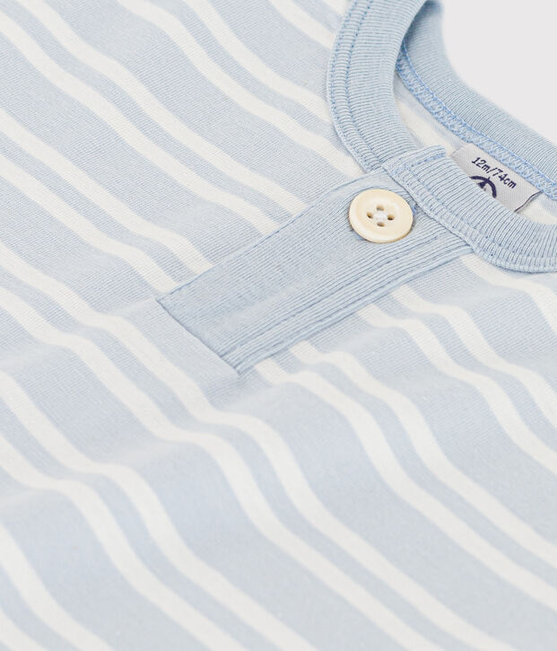 Babies' Short-Sleeved Striped Jersey T-Shirt blue/white