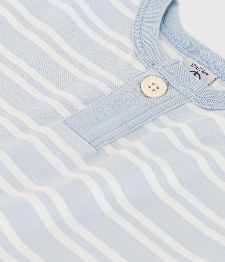 Babies' Short-Sleeved Striped Jersey T-Shirt blue/white