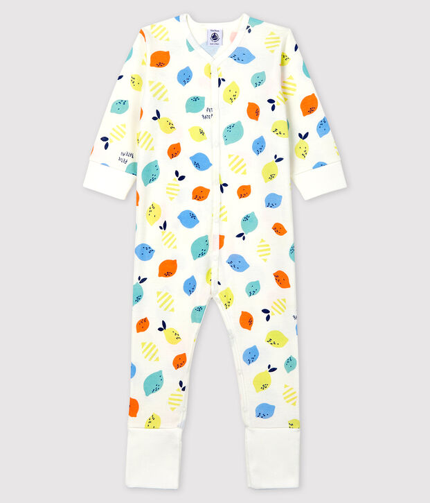 Babies' Organic Cotton Sleepsuit with Detachable Feet white/multicolor