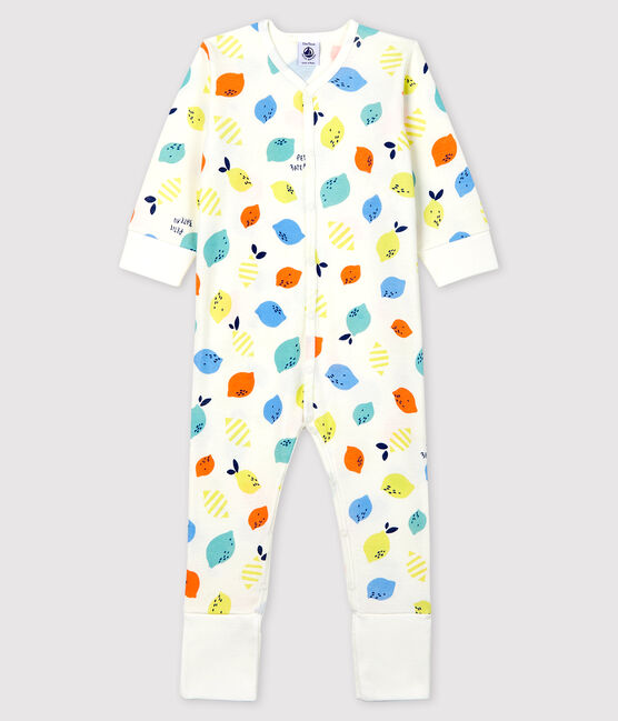 Babies' Organic Cotton Sleepsuit with Detachable Feet MARSHMALLOW white/MULTICO white