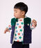 Babies' sleeveless reversible sherpa velour puffer jacket blue/multicolor