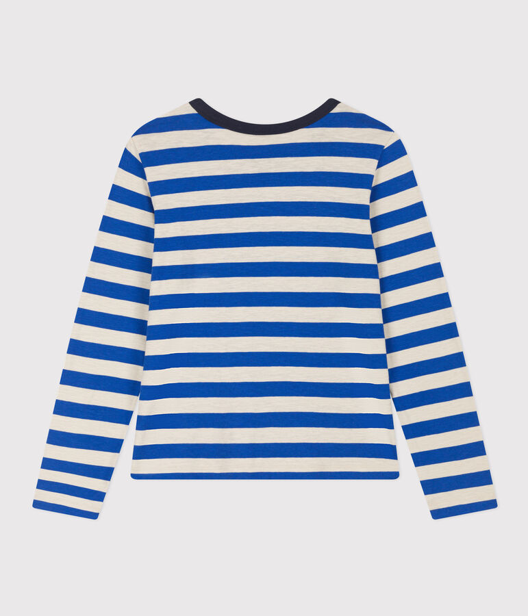 Women's Straight Round-Neck Cotton T-Shirt blue/grey