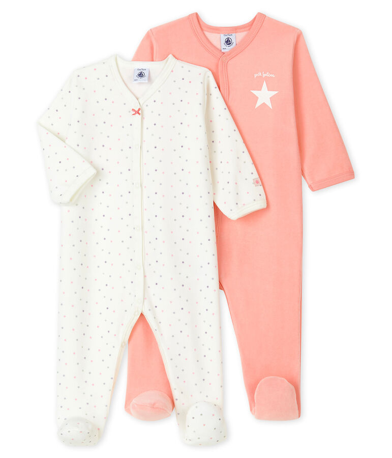 Baby Girls' Sleepsuit in Velour - 2-Piece Set multicolor