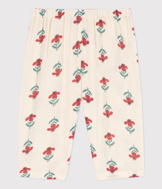 Babies' Patterned Cotton Gauze Trousers AVALANCHE white/MULTICO