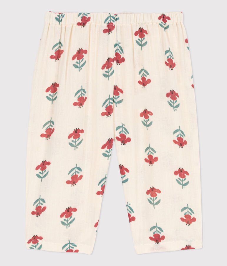 Babies' Patterned Cotton Gauze Trousers Ecru/multicolor