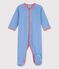 Babies' Stripy Organic Cotton Sleepsuit BRASIER blue/MARSHMALLOW grey