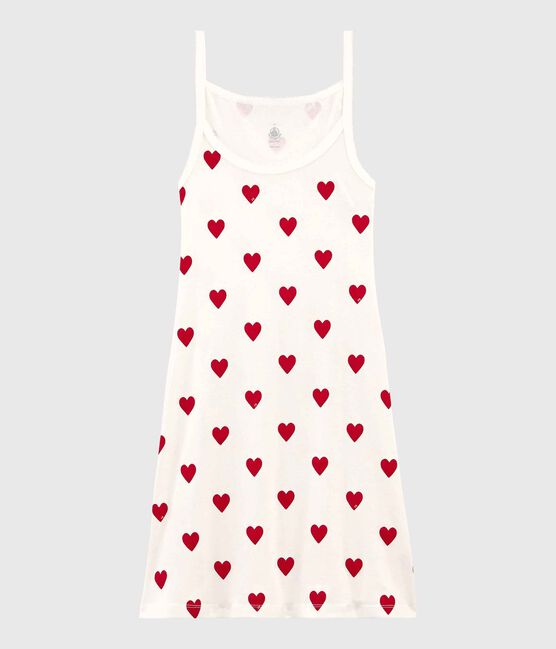 Women's Heart Cotton Strappy Top MARSHMALLOW white/TERKUIT red