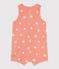 Babies' sleeveless cotton terry playsuit with a sunshine print ABRICOT orange/MARSHMALLOW