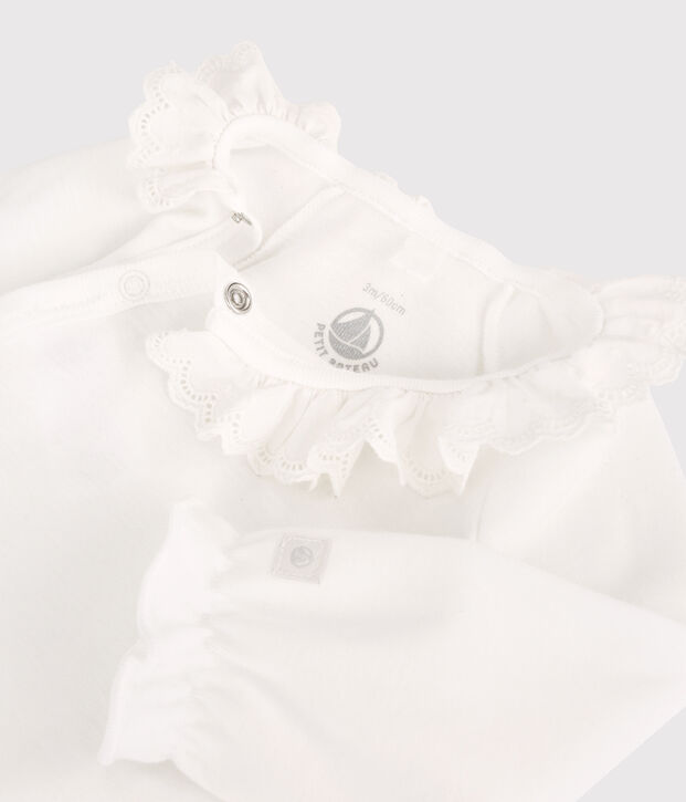 Baby Girls' Organic Cotton Bodysuit with Collar white