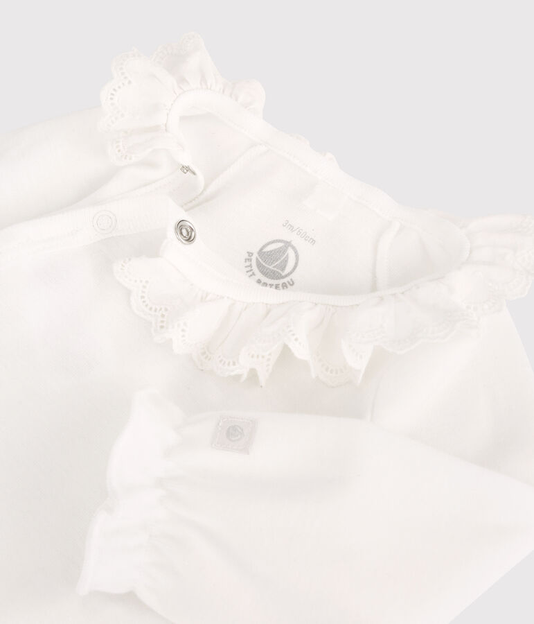 Baby Girls' Organic Cotton Bodysuit with Collar white