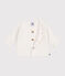Babies' moss stitch cotton cardigan MARSHMALLOW white