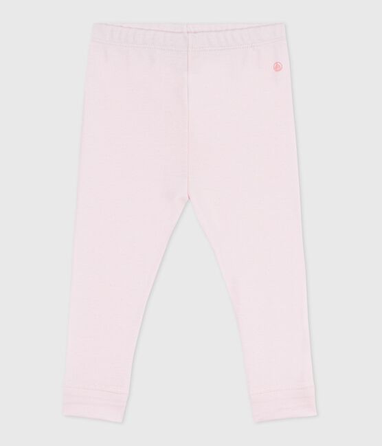 Babies' plain cotton leggings BARELY pink