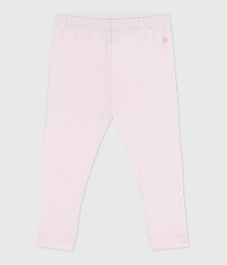 Babies' plain cotton leggings pink