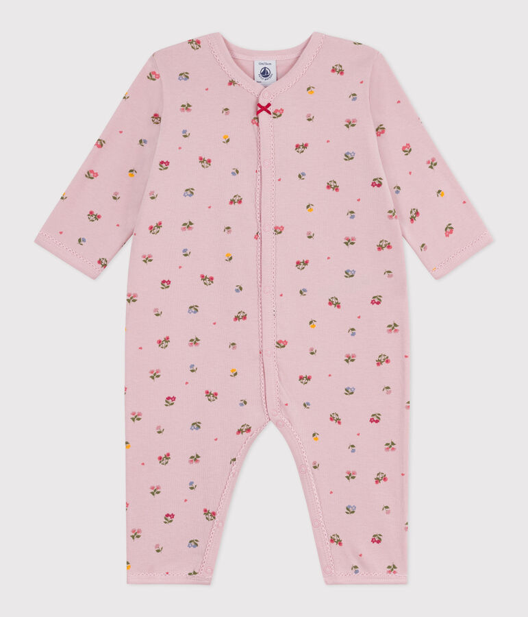 Babies' footless floral-print cotton pyjama suit pink/multicolor