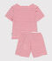 Children's short stripy cotton pyjamas MARSHMALLOW red/SPI