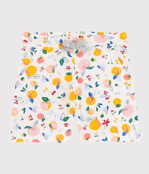 Girl's Cotton Shorts white/multicolor