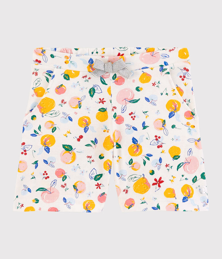 Girl's Cotton Shorts white/multicolor