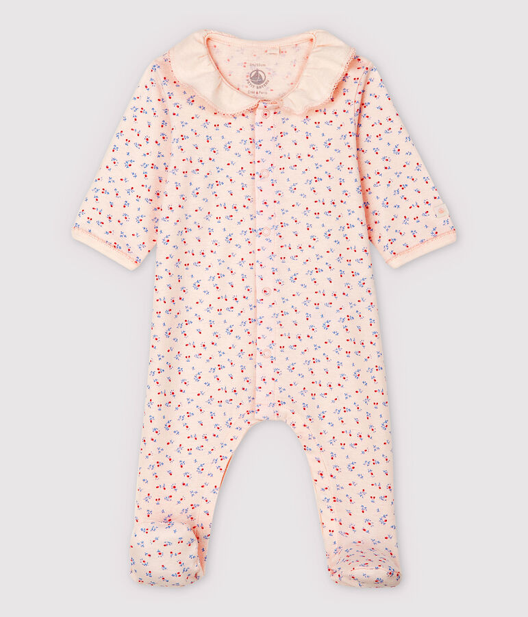 Babies' Pink Organic Cotton Sleepsuit with Collar pink/multicolor