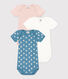 Babies' Short-Sleeved Floral Cotton Bodysuits - 3-Pack
