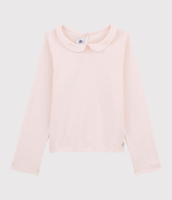 Girls' Long-sleeved Cotton T-Shirt FLEUR pink