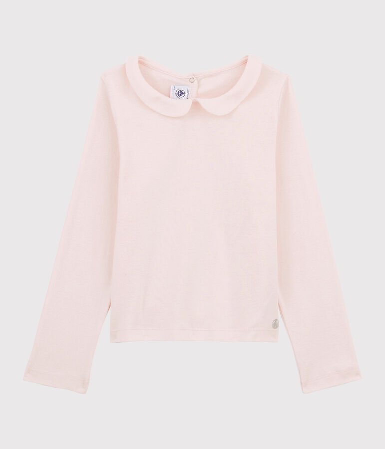 Girls' Long-sleeved Cotton T-Shirt FLEUR pink
