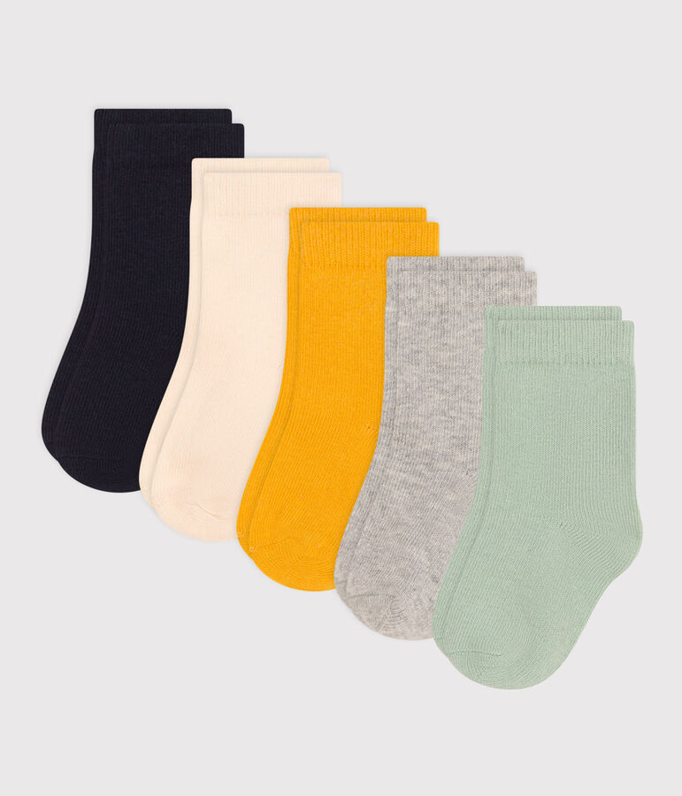 Babies' Plain Cotton Socks - 5-Pack multicolor