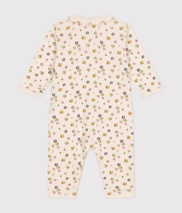 Babies' cotton floral print footless pyjama suit Ecru/multicolor