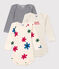 Babies' Starry Long-Sleeved Cotton Bodysuits - 3-Pack variante 1