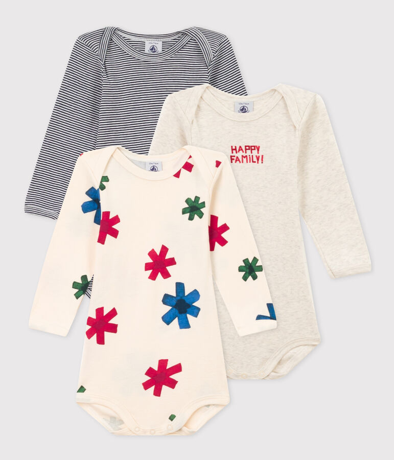 Babies' Starry Long-Sleeved Cotton Bodysuits - 3-Pack multicolor
