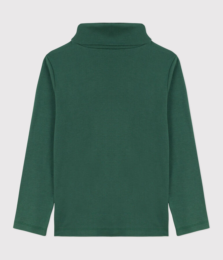 Children's plain cotton rollneck top WILLOW green