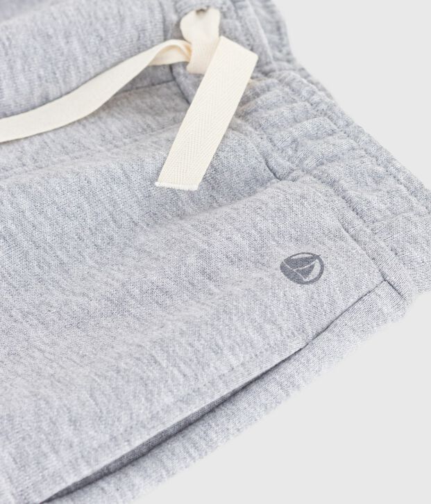 Children's plain cotton jogging bottoms grey
