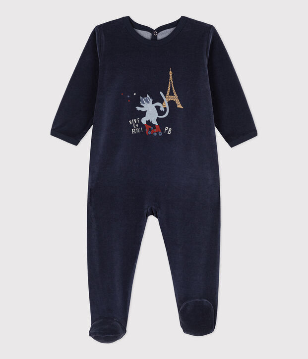 Babies' Paris Themed Velour Sleepsuit SMOKING